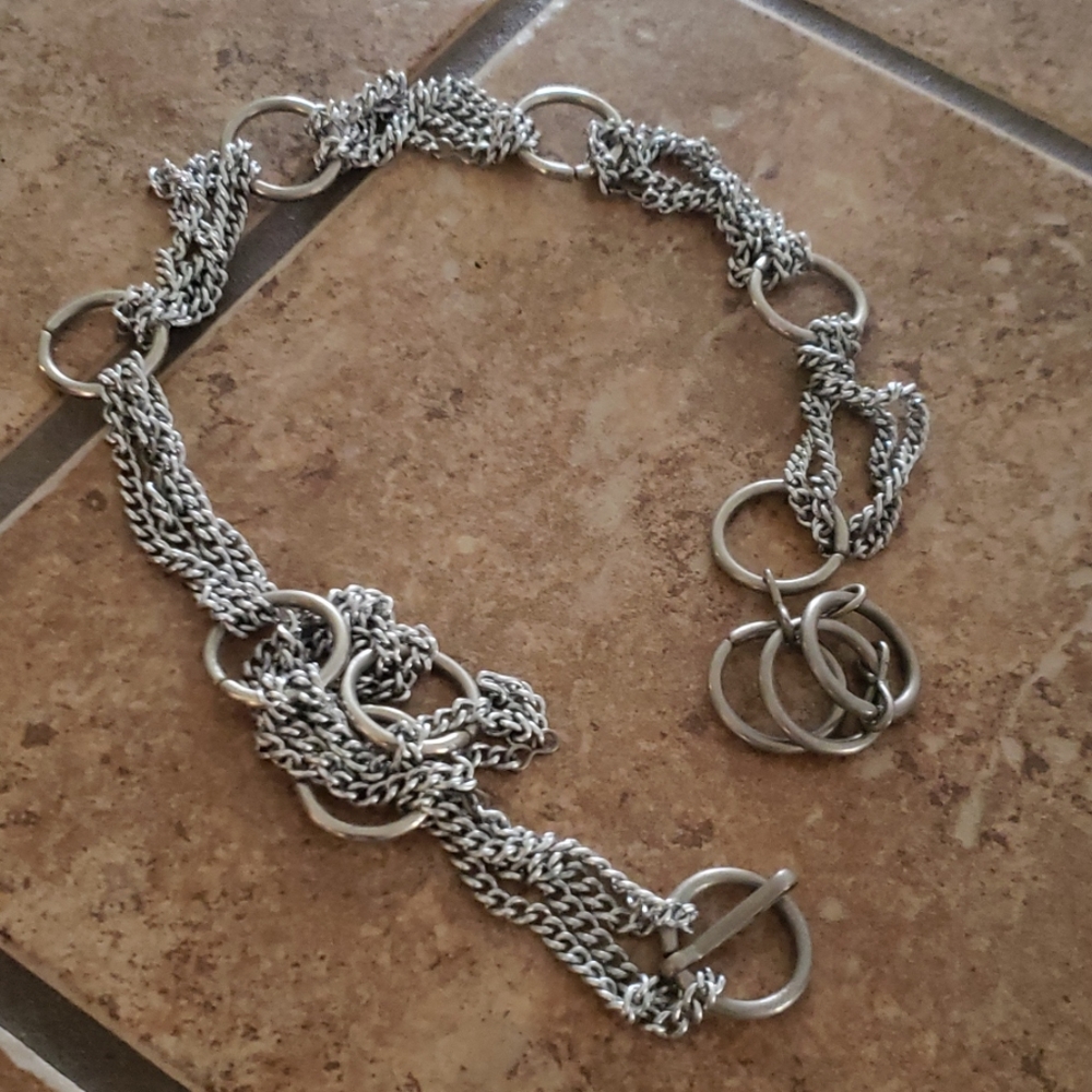 Silver chain link loop belt 90s Y2K Womens Belt